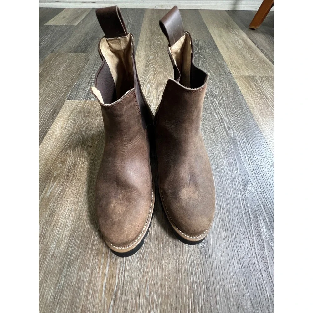 Line of Trade Chelsea‎ Boots Mens Size 8 Brown Leather Rugged Lug Sole Pull On